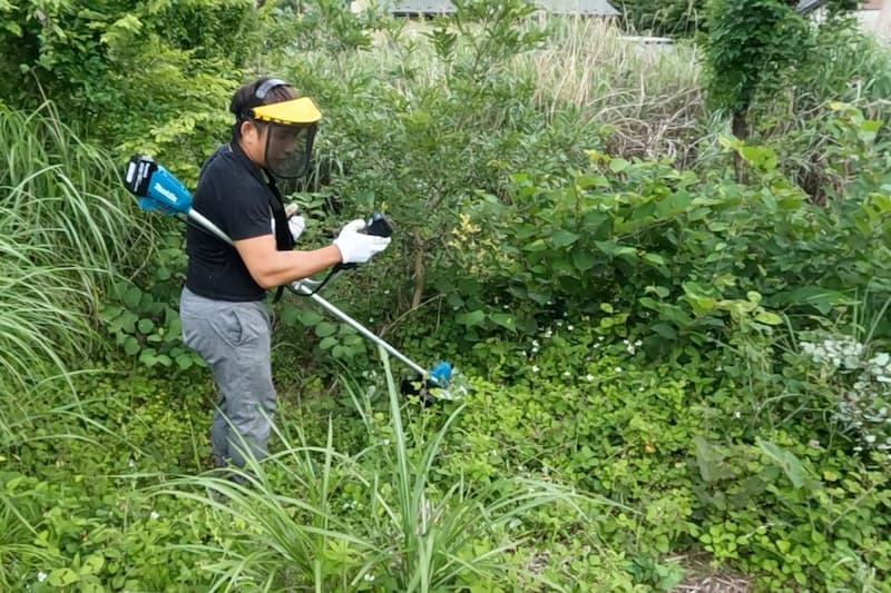 草刈りをしている様子